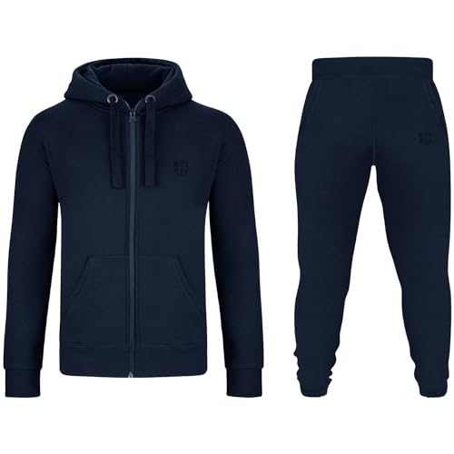 Gennadi Hoppe Herren Trainingsanzug Sportanzug Männer Jogginganzug Sweatanzug Track Suit Freizeitanzug Baumwolle weich kuschelig dehnbar bequem warm sportlich lässig modern blau blauer H6361 2XL von Gennadi Hoppe
