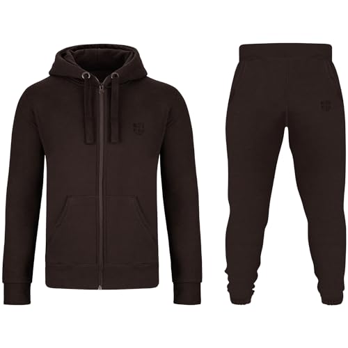 Gennadi Hoppe Herren Trainingsanzug Sportanzug Männer Jogginganzug Sweatanzug Track Suit Freizeitanzug Baumwolle weich kuschelig dehnbar bequem warm sportlich lässig modern braun brauner H6363 S von Gennadi Hoppe