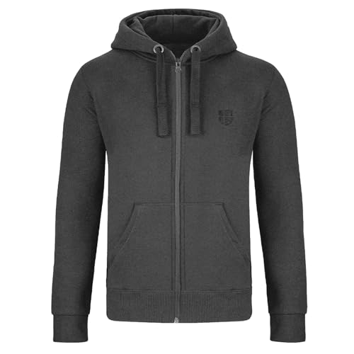 Gennadi Hoppe Herren Trainingsjacke Männer Sportjacke Kapuzenjacke Freizeitjacke Sweatshirt Jacke Sweatjacke Baumwolle weich bequem kuschelig sportlich lässig modern leicht grau graue S H6388 von Gennadi Hoppe