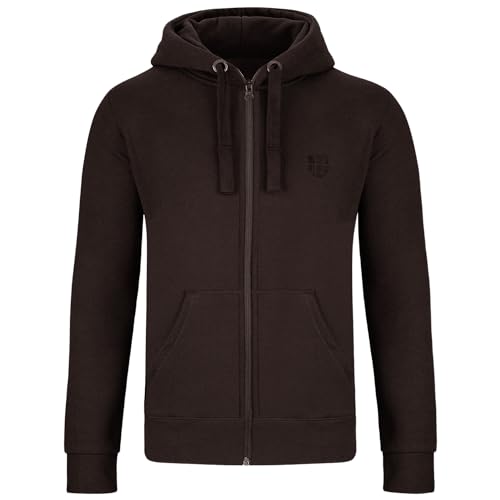 Gennadi Hoppe Herren Trainingsjacke Männer Sportjacke Kapuzenjacke Freizeitjacke Sweatshirt Jacke Sweatjacke Baumwolle weich bequem kuschelig sportlich lässig modern leicht braun braune XL H6430 von Gennadi Hoppe