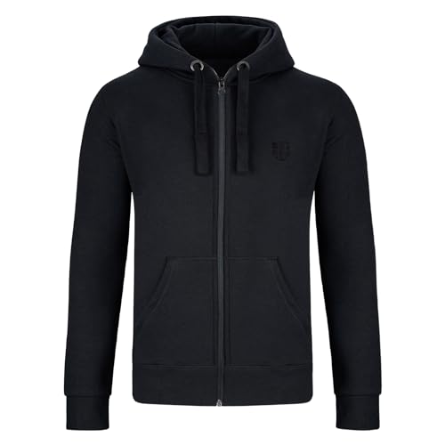Gennadi Hoppe Herren Trainingsjacke Männer Sportjacke Kapuzenjacke Freizeitjacke Sweatshirt Jacke Sweatjacke Baumwolle weich bequem kuschelig sportlich lässig modern leicht schwarz Schwarze M H6438 von Gennadi Hoppe