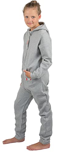 Gennadi Hoppe Kinder Jumpsuit - Jungen, Mädchen Onesie Jogger Einteiler Overall Jogging Anzug Trainingsanzug H8380 h-grau 98-104 von Gennadi Hoppe