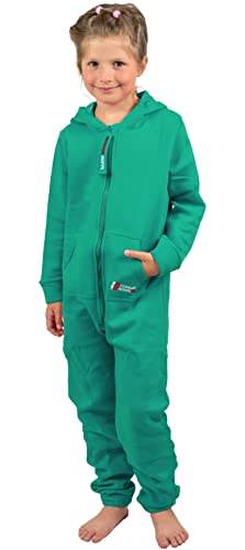 Gennadi Hoppe Kinder Jumpsuit - Jungen, Mädchen Onesie Jogger Einteiler Overall Jogging Anzug Trainingsanzug H8394 grün 122-128 von Gennadi Hoppe