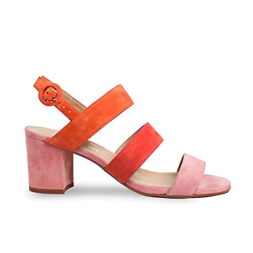 GENNIA Sheyla Leder und Veloursleder Rosa Salmon, Koralle und orange Pink 39 EU von GENNIA