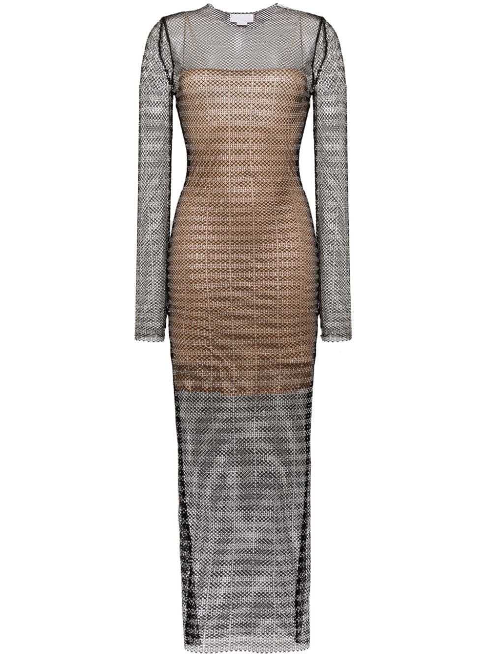 Genny Maxikleid aus Mesh mit Kristallen - Schwarz von Genny