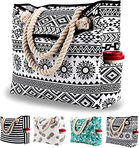 Strandtasche Xxl Familie Badetaschen Damen Extra Groß Beach Bag Shopper Schultertasche Einkaufstasche Wasserdicht Tasche Faltbar Mit Magnetschnalle für Strand Reisen Schwimmbad Geschenke Böhmisch von Genovega