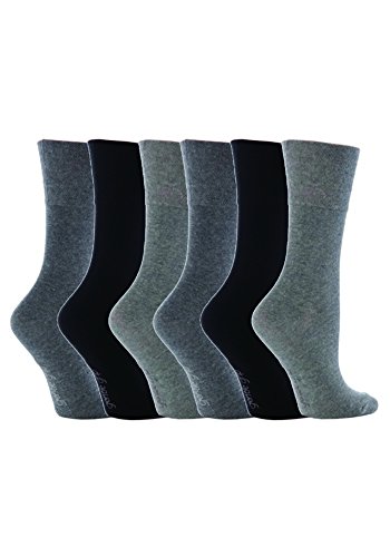 Gentle Grip - 6 Paar Damen Gesundheitssocken Ohne Gummi Diabetiker Druckfreie Handgekettelt Baumwollanteil Socken 37-42 EUR (GG12) von Gentle Grip