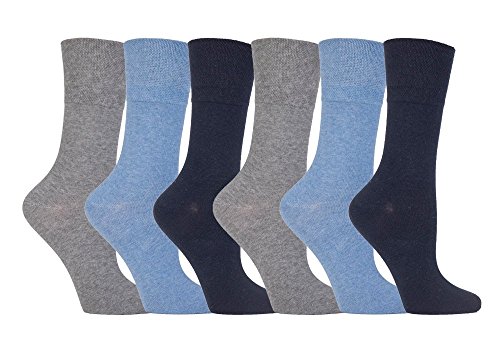 Gentle Grip - 6 Paar Diabetikersocken Damen ohne Gummizug bedruckt 37-42 EUR, GGDIA_0982, Blau, GGDIA_0982 One size von Gentle Grip