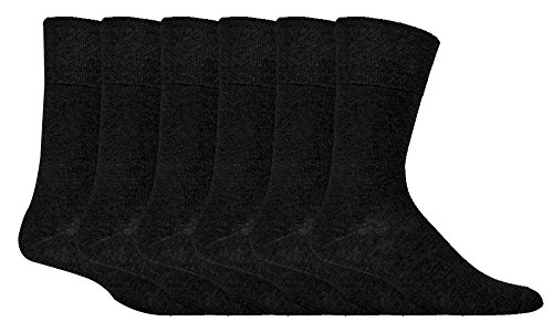 Gentle Grip - 6 paar Herren Gesundheitssocken Diabetikersocken Ohne Gummi Druckfreie Spitze Baumwollanteil 39-45 eur, Negros, 39/45 von Gentle Grip