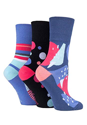 Gentle Grip - 6er Pack Damen Baumwolle Reine Bunt Muster Ohne Gummi Socken mit Design (37-42 EU, GG190) von Gentle Grip
