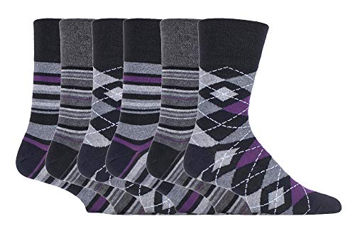 Gentle Grip - 6er Pack Herren Farbig Bunt Muster Socken Ohne Gummi Bund (39/45, SOMRJ580) von Sock Snob