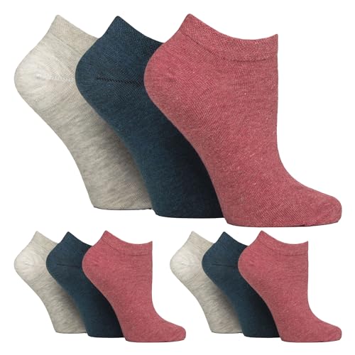 Gentle Grip 9 Paar Diabetiker Socken Damen Kurz Sneaker Socken Extra Weit für Geschwollene Füße von Gentle Grip