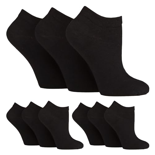 Gentle Grip 9 Paar Diabetiker Socken Damen Kurz Sneaker Socken Extra Weit für Geschwollene Füße von Gentle Grip