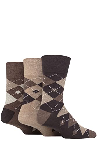 Gentle Grip Herren 3 Paar Argyle Baumwollsocken Argyle Braun/Natürlich 39-45 von Gentle Grip