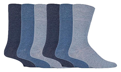 Gentle Grip - Herren 6 Paare von Diabetiker Socken mit Bienenwabe Top und handgekettelte Spitze Nähte - 39-45 Eur (Blau) von Gentle Grip