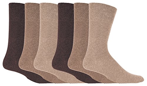 Gentle Grip - Herren 6 Paare von Diabetiker Socken mit Bienenwabe Top und handgekettelte Spitze Nähte - 39-45 Eur (Braun) von Gentle Grip