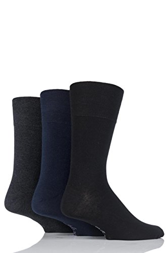 Gentle Grip Herren Baumwollsocken 3 Paar Packung Schwarz/Marine/Grau 46-48 von Gentle Grip