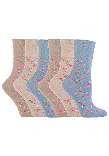 Gentle Grips 6 Parr Damen Elastische Socken, 37-42 eur Streifen Socken (GG46) von Gentle Grip