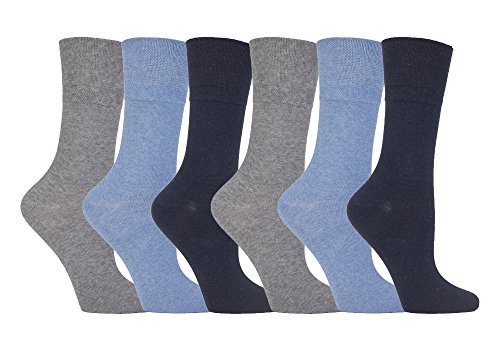 Weiche Halt - 6 Paar Damen Diabetiker Socken mit Wabe Top und Hand verknüpfte Zeh Nähte - EU 37-41 Eu 37-42, Blau, 32-36 von Gentle Grip