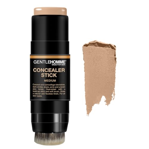 Concealer Stick mit Pinsel für Männer – Eraser Dark Circles – Herren Mehrzweck-Concealer – doppelseitiger Concealer-Stift mit voller Abdeckung und weichem Pinsel – 8 Gramm (Medium) von Gentlehomme