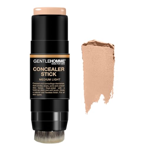 Concealer Stick mit Pinsel für Männer – Radiergummi Augenringe – Herren Mehrzweck-Concealer – doppelseitiger Concealerstift mit voller Abdeckung und weichem Pinsel – 8 Gramm (mittelhell) von Gentlehomme