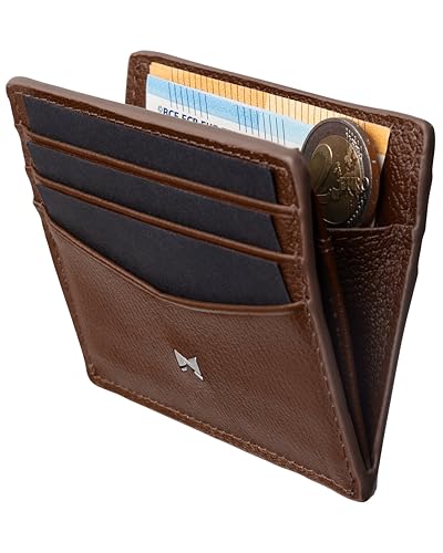 Gentlemen's® Kartenetui (Darkbrown) – Kreditkartenetui mit Münzfach & RFID-Schutz – Geldbeutel für Herren klein – kleines Portemonnaie Herren – Smart Wallet für Karten & Münzen von Gentlemen's HD