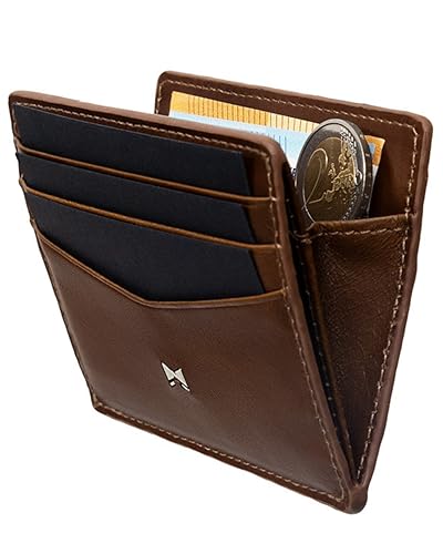 Gentlemen’s Kartenetui – Premium Rindsleder & RFID-Schutz – Platz für Karten, Scheine, Münzen & Tracker im Wallet – Patentiertes Slim Design – Slim Wallet mit Münzfach von Gentlemen's HD