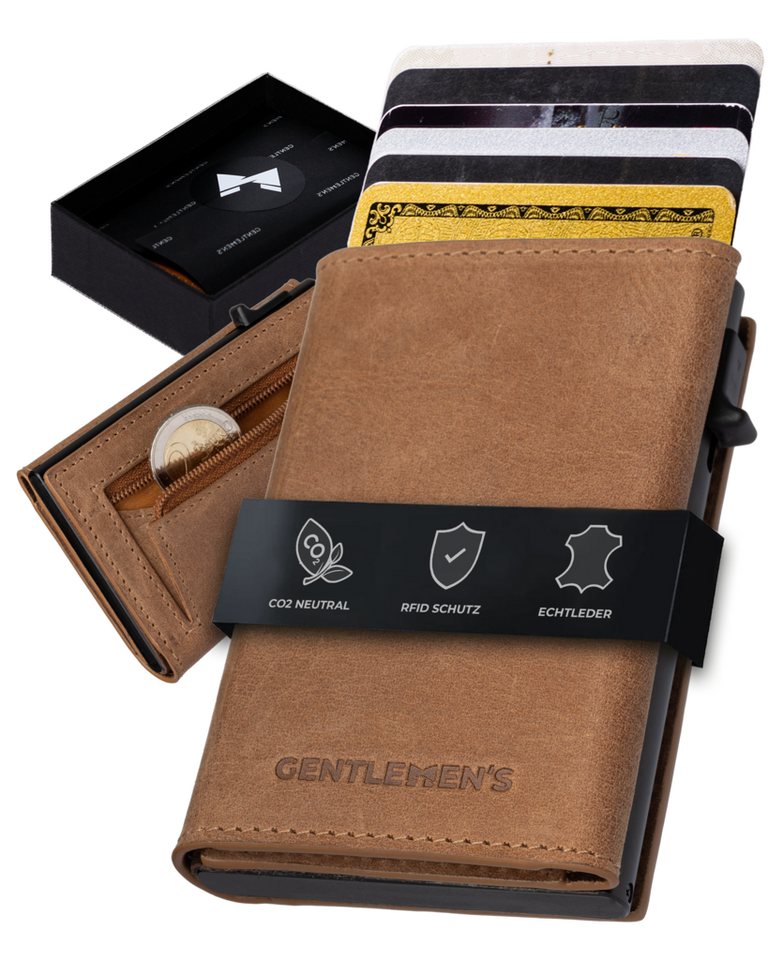 Gentlemen's Geldbörse Cardholder - Kreditkartenetui mit Münzfach & RFID-Schutz Smart Wallet, Kleiner Geldbeutel für Herren - Herren Portemonnaie mit Scheinfach von Gentlemen's