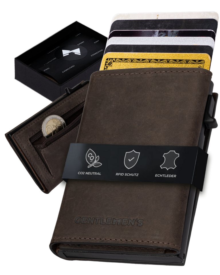 Gentlemen's Geldbörse Cardholder - Kreditkartenetui mit Münzfach & RFID-Schutz Smart Wallet, Kleiner Geldbeutel für Herren - Herren Portemonnaie mit Scheinfach von Gentlemen's