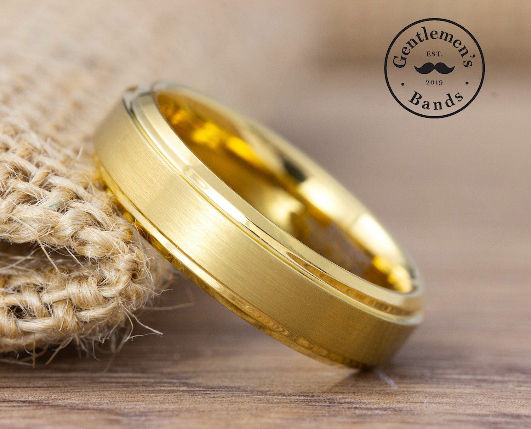 Herren Gold Ehering Ehering, Herrenring, Herrenring Gold, Einzigartige Wolfram von GentlemensBands