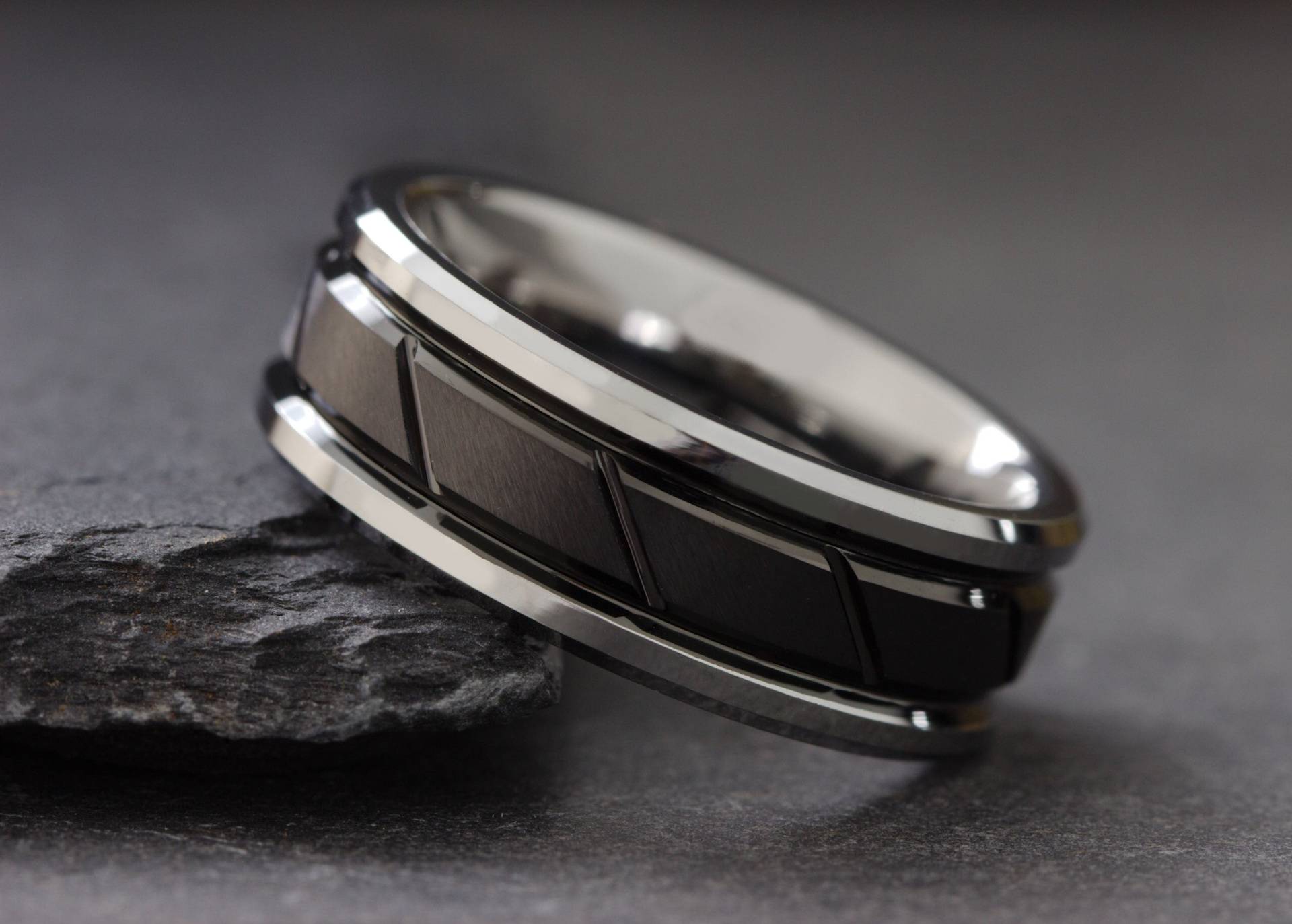 Herren Silber Und Schwarzes Ehering, Schwarzer Silberring, Männer Verlobungsring, Design Ring, Guys Promise Band von GentlemensBands