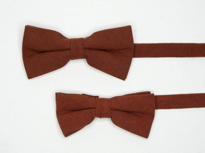 Rustikale Rote Fliege Rost Vater Sohn Gebrannt Orange Baumwolle Papa Kid Terracotta Set Für Passende Fliege von GentlemensEra
