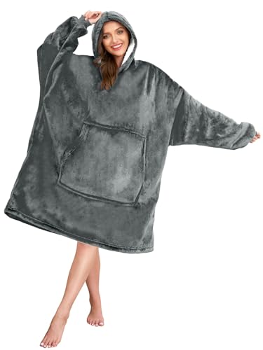 Gentlewarm Hoodie Decke, superweiche, warme, tragbare Decke, bequemer Riesentaschen-Hoodie, übergroßer, weicher Plüsch-Decken-Hoodie für alle – Kinder, Männer, Frauen von Gentlewarm