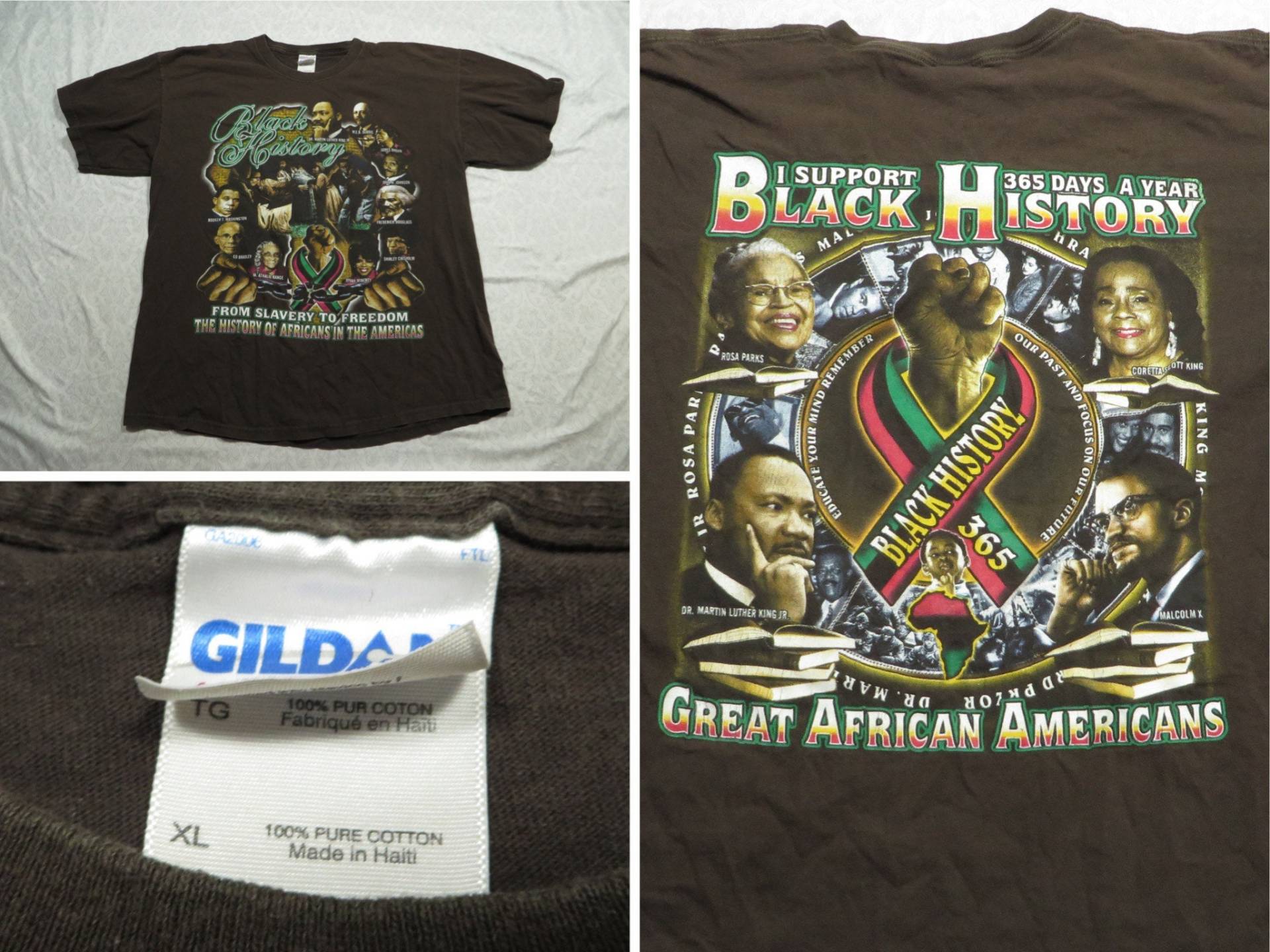 Vintage Black History T-Shirt Great African Americans Brown Rap Style 2000 Herren Xl von GentlyUsedGoods