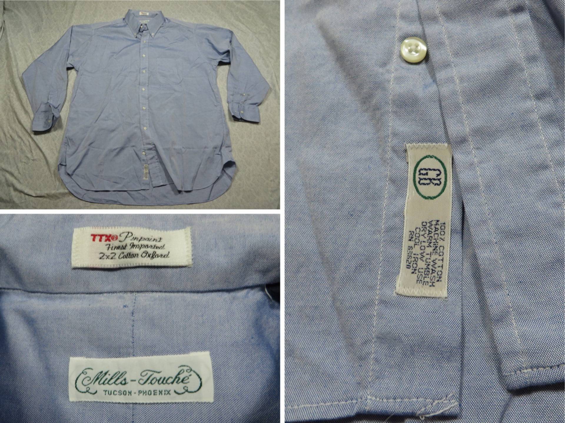 Vintage Mills Touche Shirt Blau Geoffrey Beene Button Down Langarm 90Er Herren Xl 17, 5 35 Made in Usa von GentlyUsedGoods