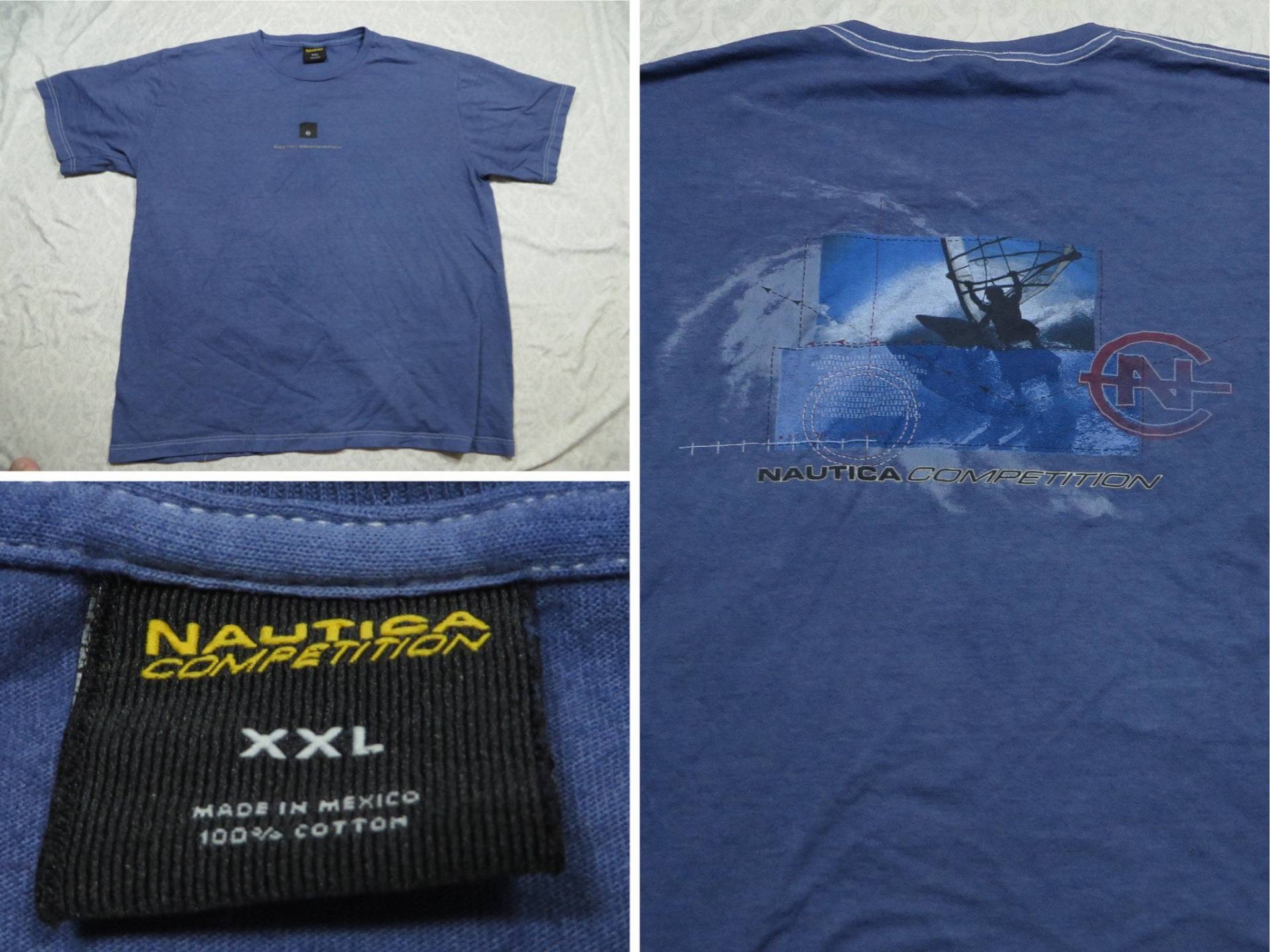 Vintage Nautica T-Shirt Custom Overdyed Blue Windsurfing Ocean 2000 Herren Xxl von GentlyUsedGoods