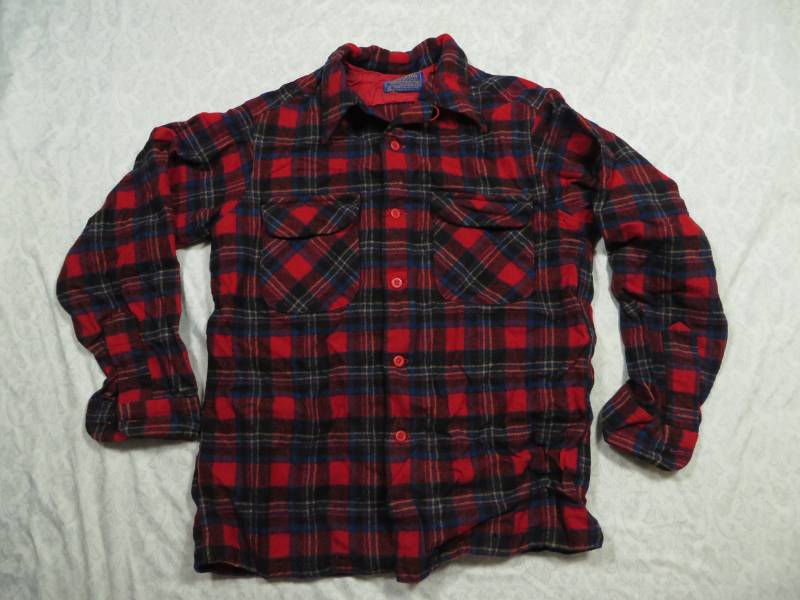 Vintage Pendleton Board Shirt Rot Kariert Button Down Loop Kragen Wolle 80Er Jahre Herren Medium Made in Usa von GentlyUsedGoods