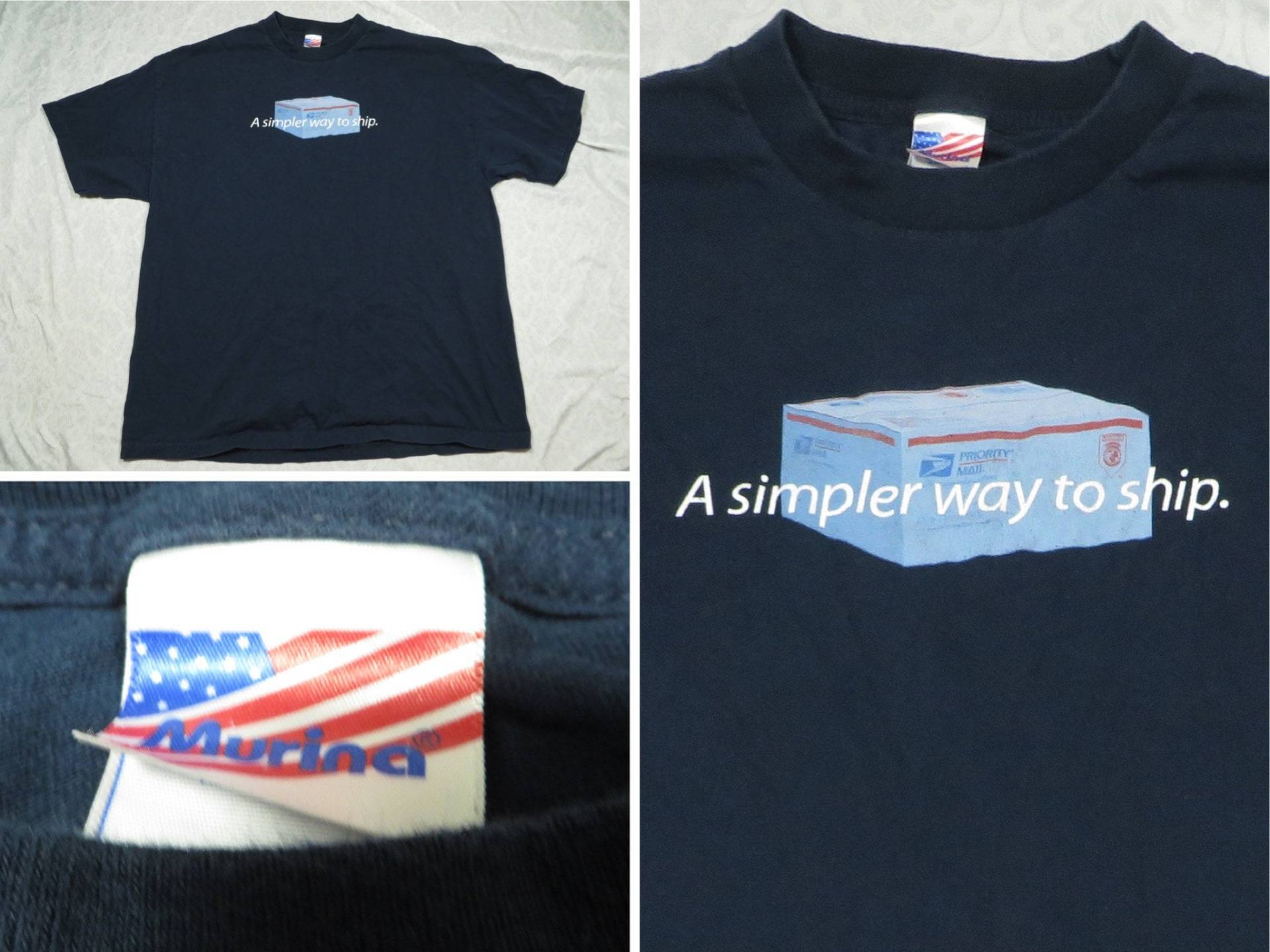 Vintage Priority Mail T-Shirt Flat Rate Blau Usps Murina 2000 Herren Xxl 2Xl Made in Usa von GentlyUsedGoods