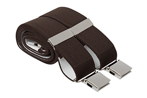 Hochwertige, einfarbige, starke elastische Herren-Hosenträger mit großen Clips Gr. X-Large, braun von Gents Shop