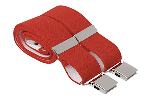 Hochwertige, einfarbige, starke elastische Herren-Hosenträger mit großen Clips Gr. XX-Large, hellrot von Gents Shop
