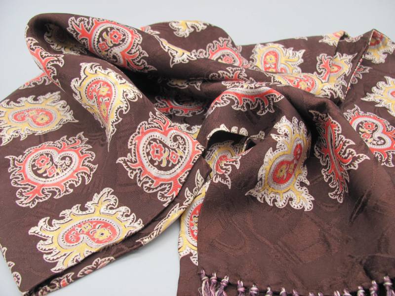 1940Er Jahre Herren Oper Schal, Braun Viskose, Seidigen Fransen, Sehr Gutem Zustand von GenuineEthel