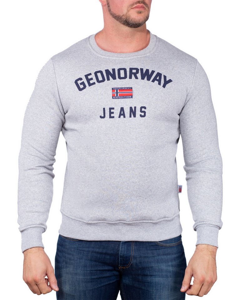 Geo Norway Rundhalspullover Herren Sweatshirt bagassier Blended Grey L Elegantes Design mit Logo von Geo Norway