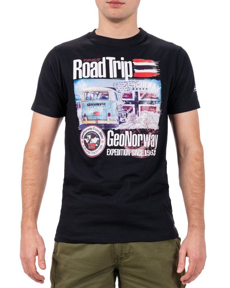 Geo Norway T-Shirt Casual Kurzarm Shirt bajiami Men mit auffälligen Prints von Geo Norway