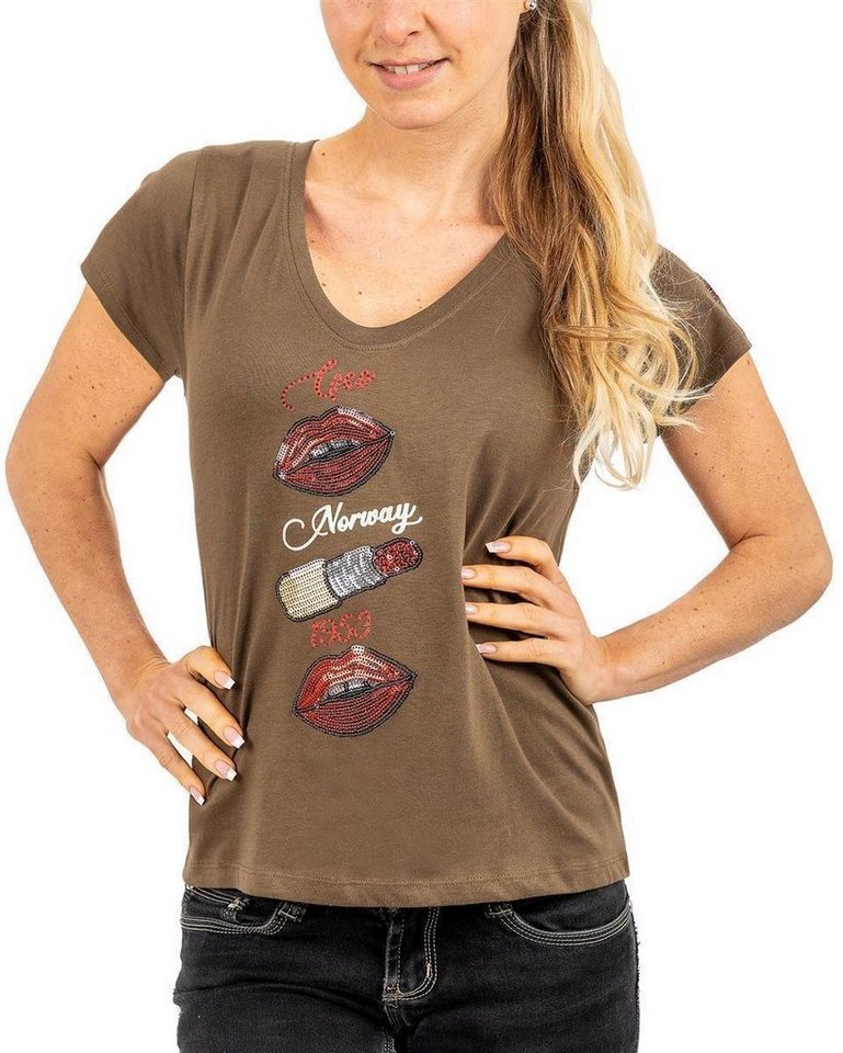 Geo Norway T-Shirt Modernes Kurzarm Shirt bajabrica mit diversen Verzierungen von Geo Norway