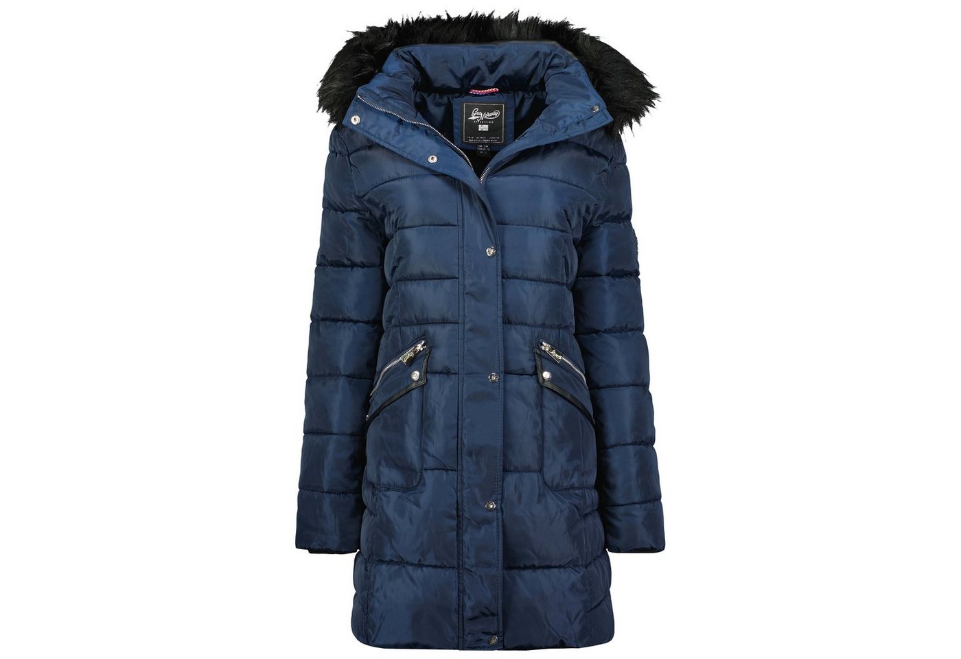 Geo Norway Winterjacke Damen, Steppjacke, abnehmbare Kapuze, Leder-Applikationen, Jacke von Geo Norway