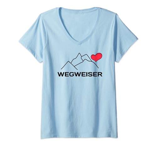 Damen Wegweiser, Wandern Natur Herzchen für Bergmenschen T-Shirt mit V-Ausschnitt Damen Wegweiser, Wandern Natur Herzchen für Bergmenschen T-Shirt mit V-Ausschnitt von Geo & Greg Wandern