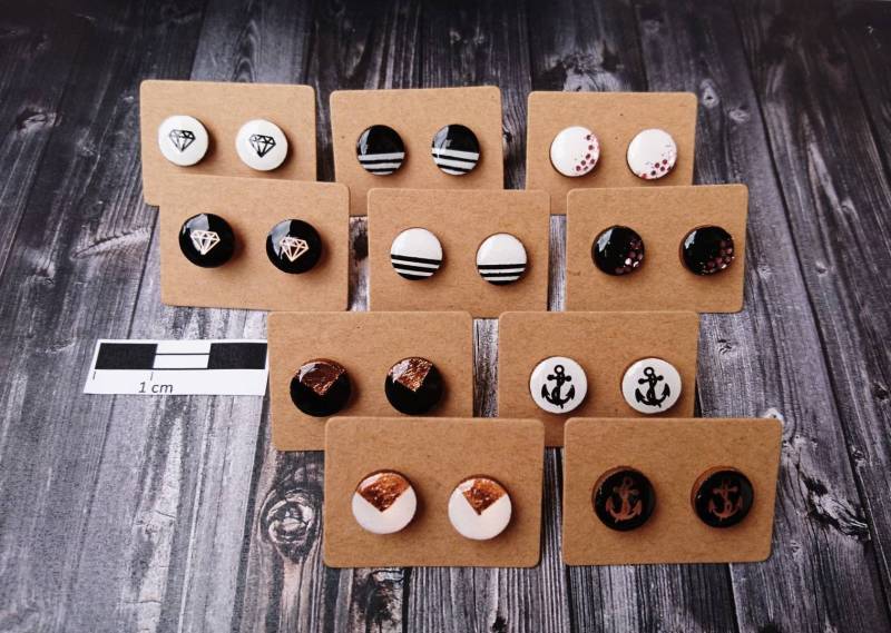 10 Mm - 1x Paar Hypoallergene Holzohrstecker Wooden Stud Earrings Resin/Kunstharz von GeoJewelryBySilvi