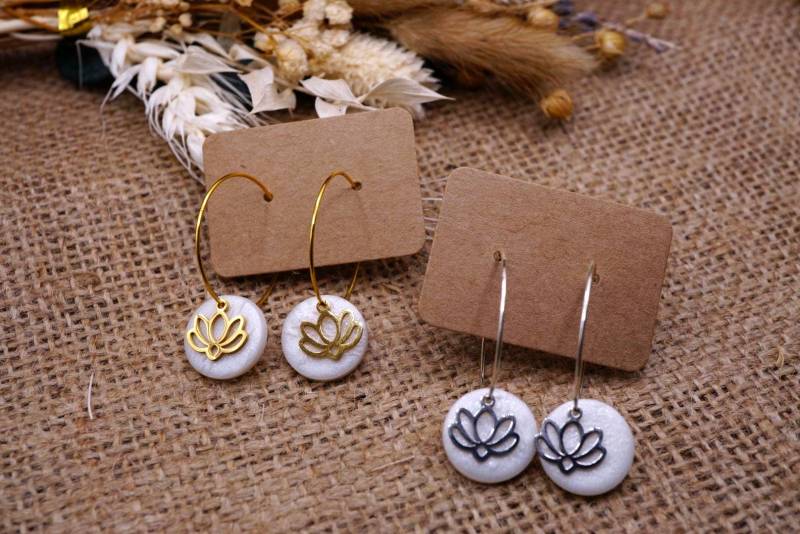 1x Paar Creolen Aus Edelstahl Mit Einem Anhänger Polymerton Und Edelstahl, Diy von GeoJewelryBySilvi