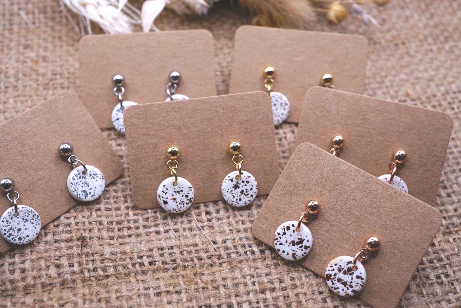 1x Paar Edelstahl Ohrstecker/Ohrhänger Aus Polymerclay in Silber, Gold Und Roségold, Diy von GeoJewelryBySilvi