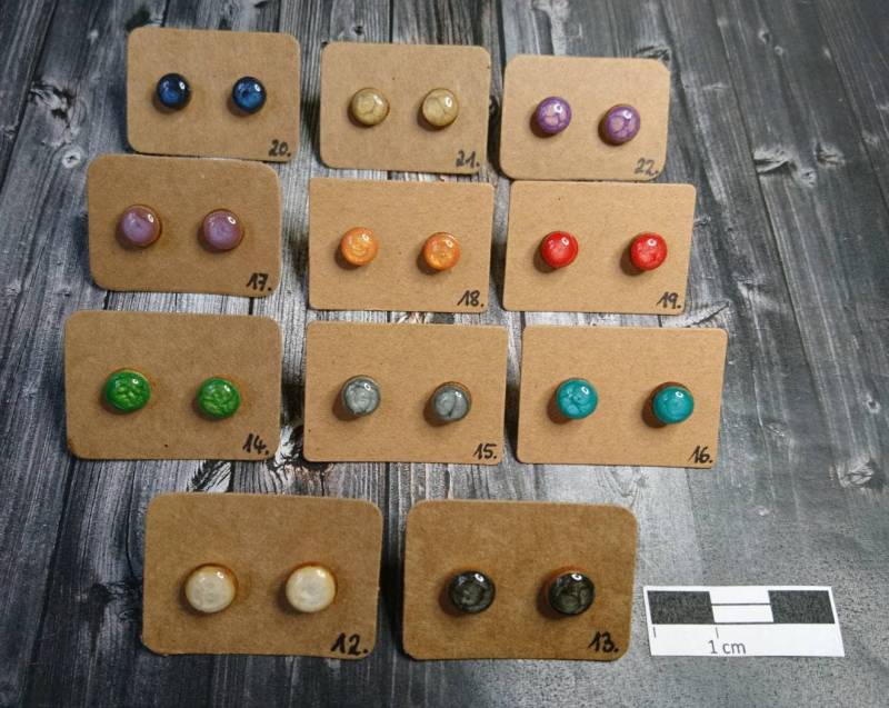 1x Paar Hypoallergene Holzohrstecker in 0, 6 cm, 0, 8 cm Oder 1, 0 | Ohne Metalle Mit Edelstahlstecker, Handbemalt - Resin/Kunstharz von GeoJewelryBySilvi